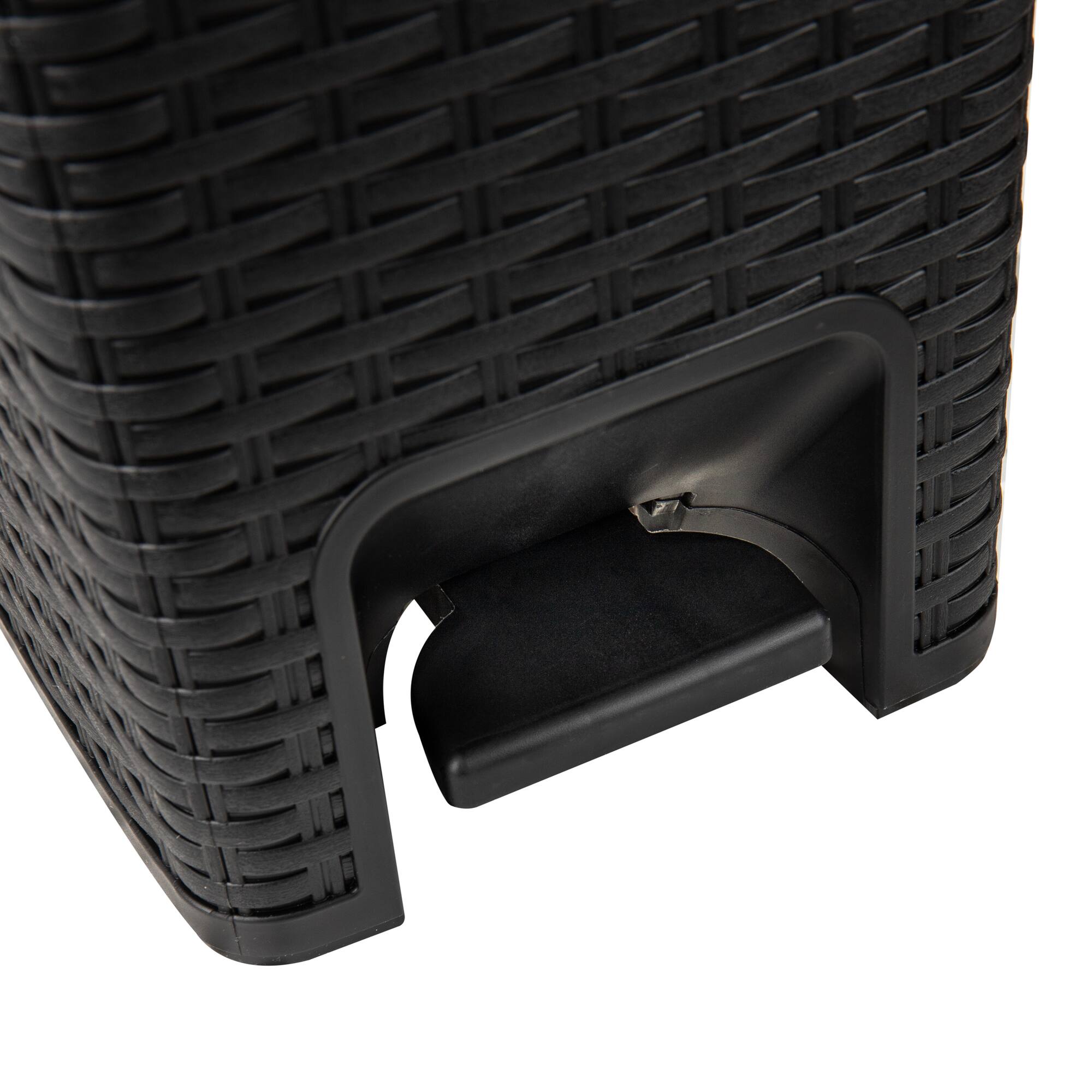 Mind Reader Wicker Style Square Wastepaper Pedal Basket & Toilet Brush Bathroom Set